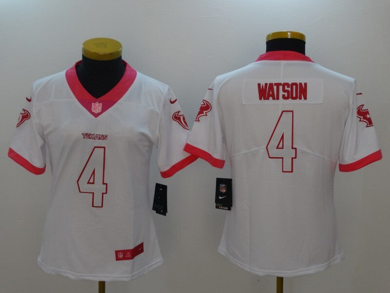 Texans 2022/23 Watson #4 White/Pink Women NFL Jersey