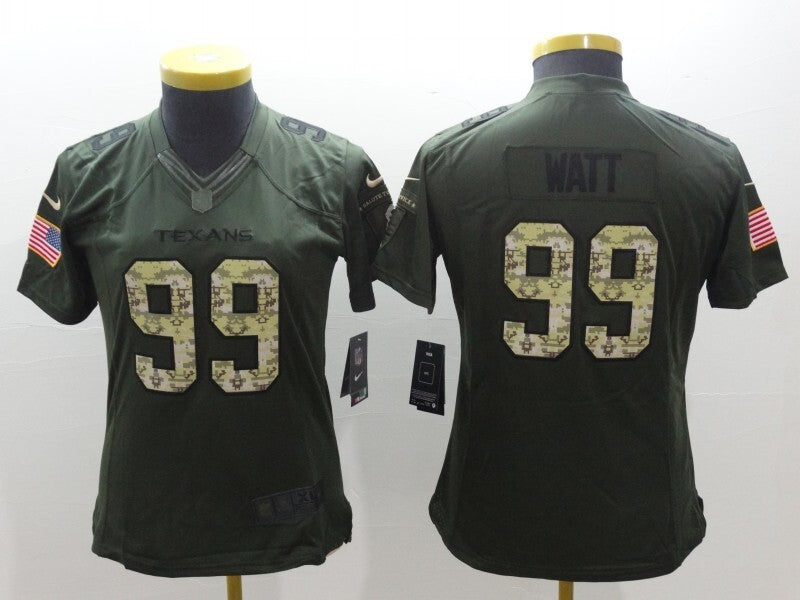 Texans 2022/23 Watt #99 Green/Camo Print Women NFL Jersey