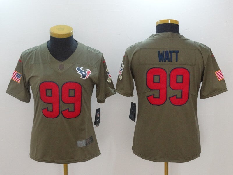 Texans 2022/23 Watt #99 Khaki/Red Women NFL Jersey