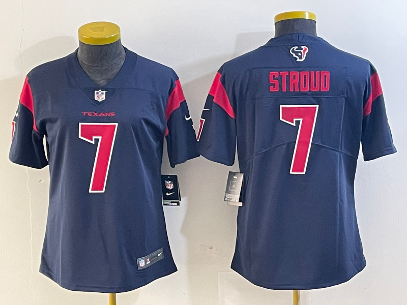 Texans 2023/24 Stroud #7 Navy/Red Women NFL Jersey