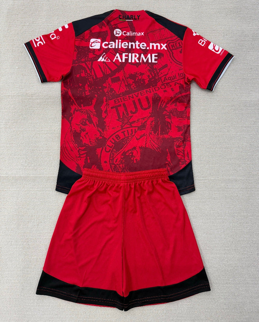Tijuana 25/26 Red/Black Home Kids Jersey Set