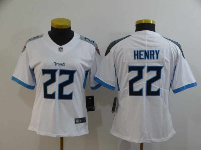 Titans 2022/23 Henry #22 White/Blue Women NFL Jersey