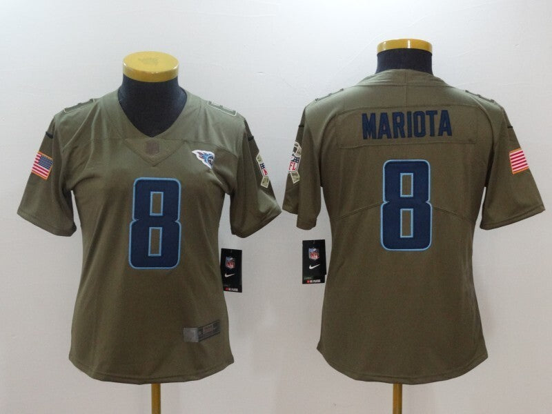 Titans 2022/23 Mariota #8 Olive/Navy Women NFL Jersey