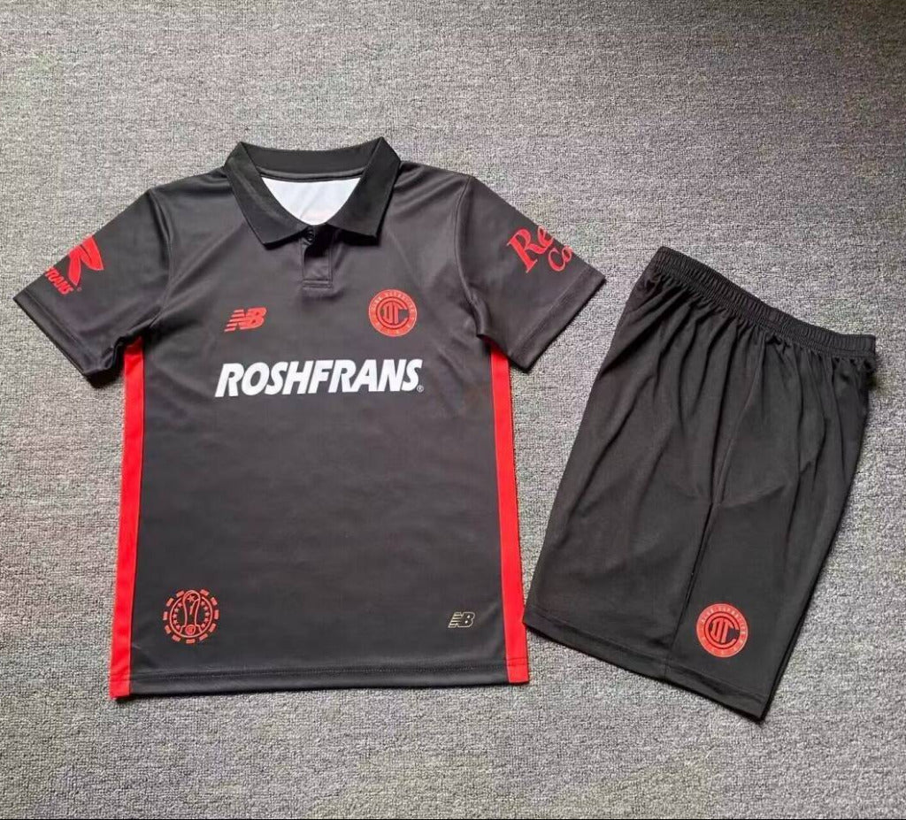 Toluca 25/26 Black/Red Third Kids Jersey Set