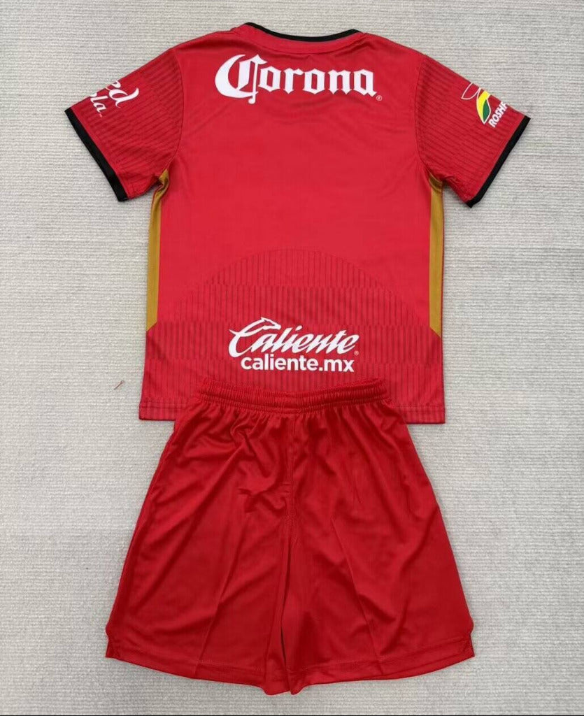 Toluca 25/26 Red/Black Home Kids Jersey Set