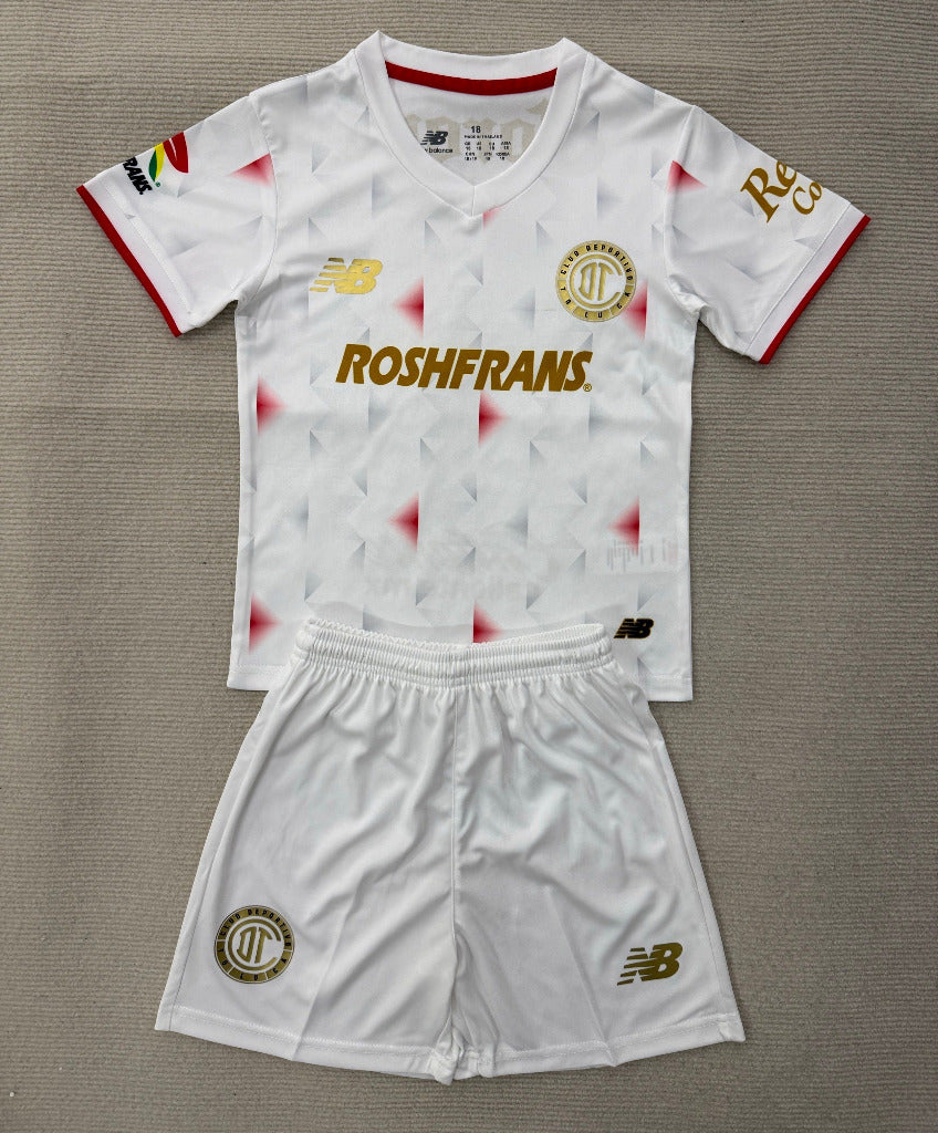Toluca 25/26 White/Red Away Kids Jersey Set