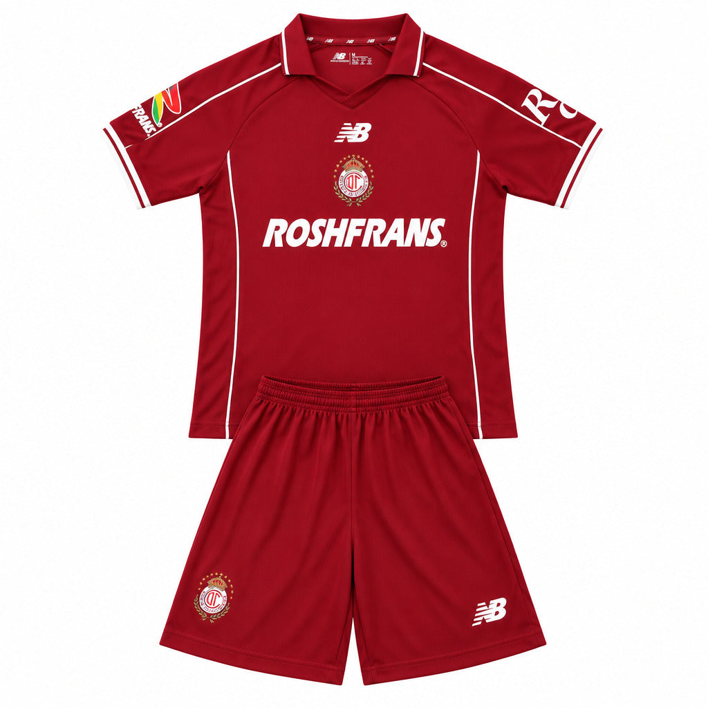 Toluca 26/27 Red/White Trim Home Kids Jersey Set