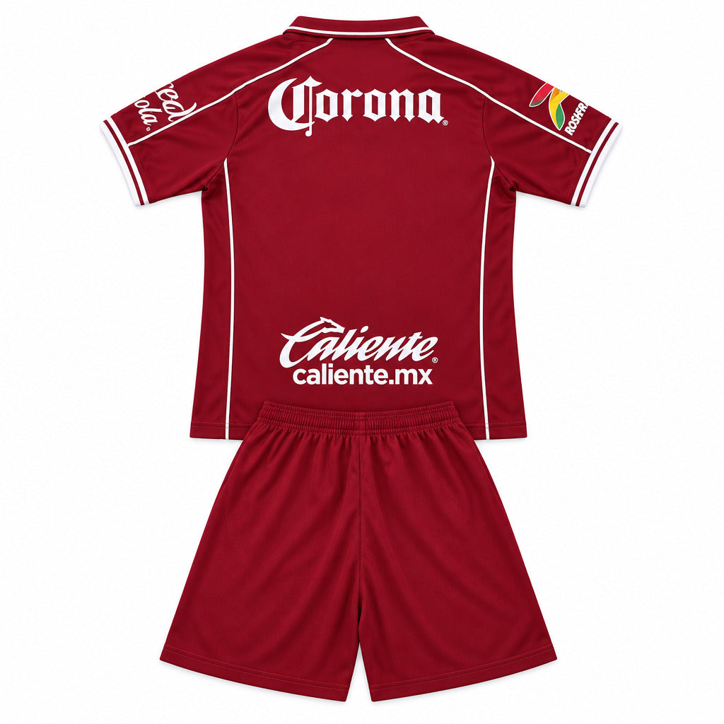 Toluca 26/27 Red/White Trim Home Kids Jersey Set