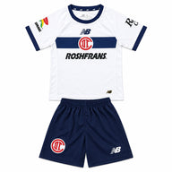 Toluca 26/27 White with Blue Trim Away Kids Jersey Set