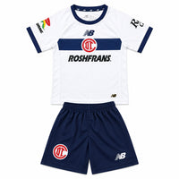 Toluca 26/27 White with Blue Trim Away Kids Jersey Set