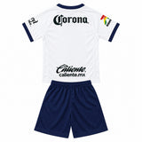 Toluca 26/27 White with Blue Trim Away Kids Jersey Set