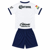 Toluca 26/27 White with Blue Trim Away Kids Jersey Set