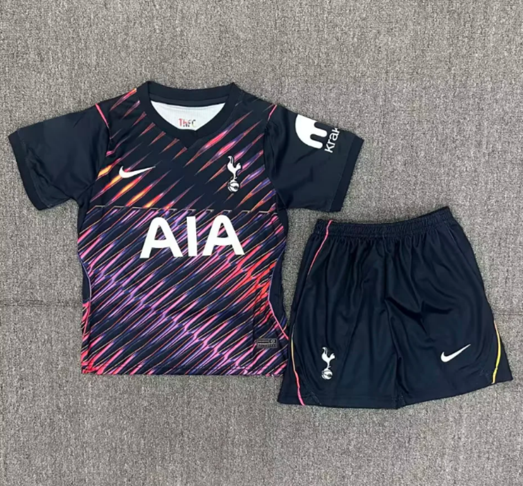 Tottenham 26/27 Black/Orange/Pink Away Kids Jersey Set