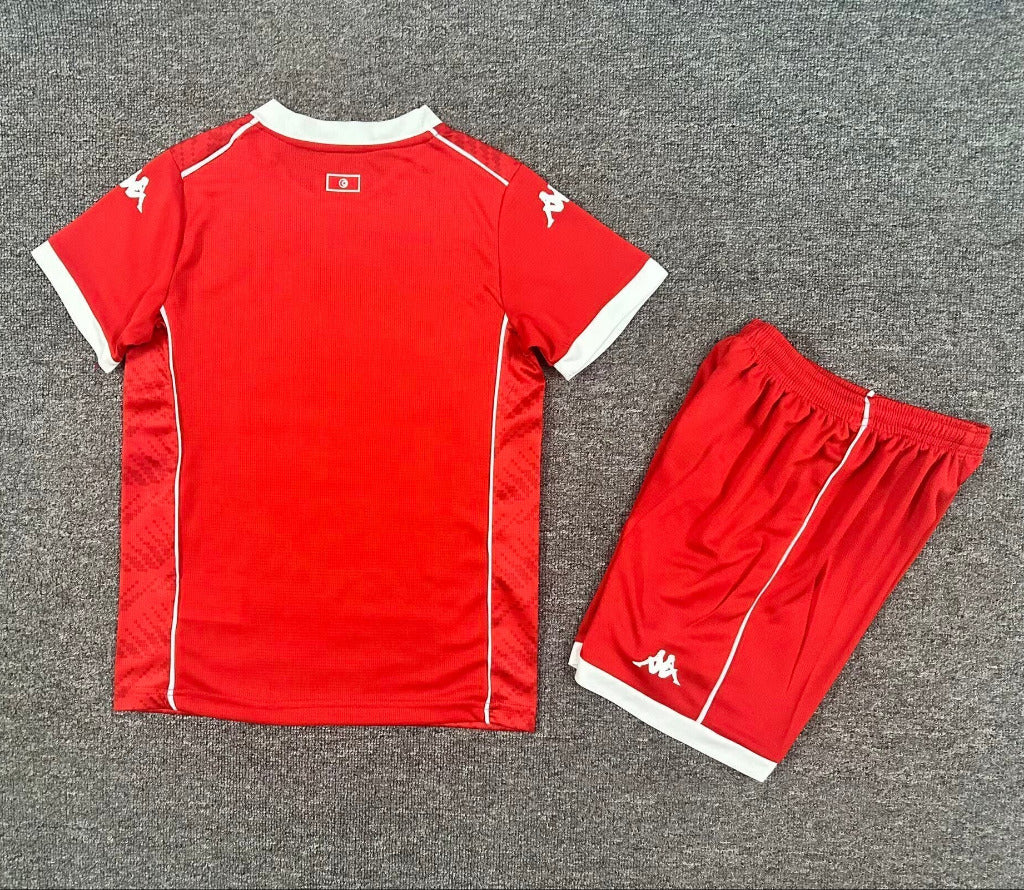 Tunisia 25/26 Red/White Home Kids Jersey Set