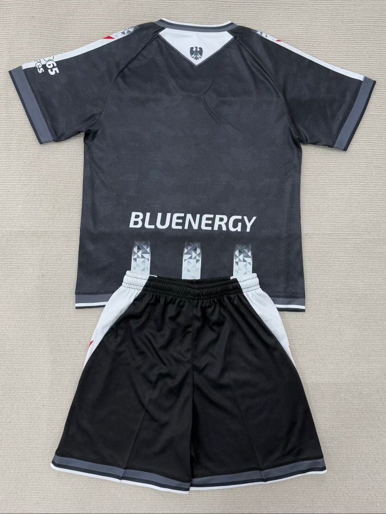 Udinese 25/26 Black/White Home Kids Jersey Set