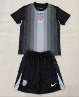 USA 25/26 Black Goalkeeper Kids Jersey Set