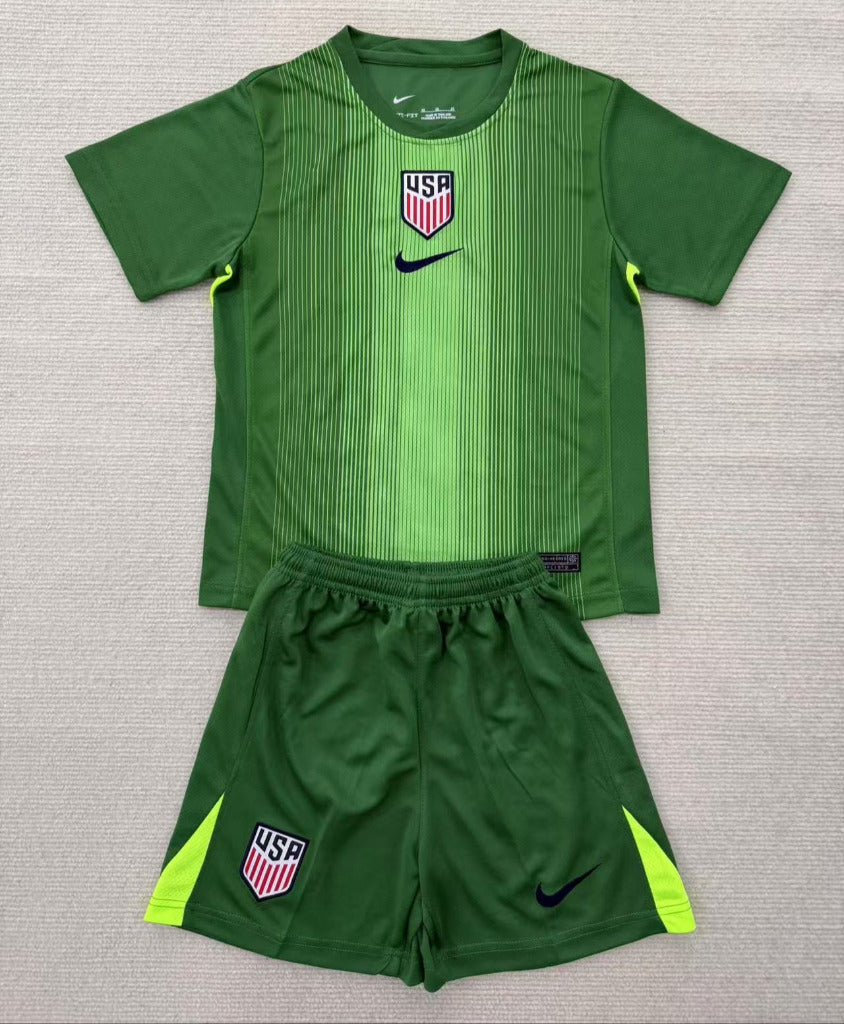 USA 25/26 Green Goalkeeper Kids Jersey Set