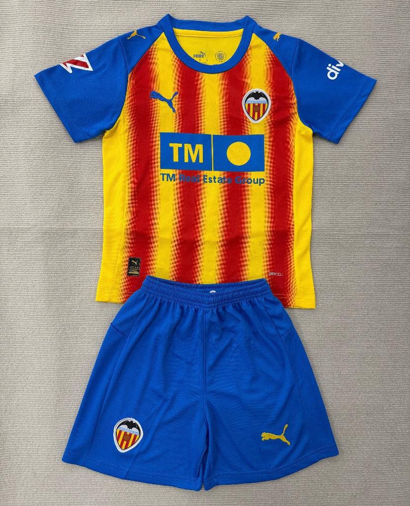 Valencia 25/26 Blue/Yellow Third Kids Jersey Set