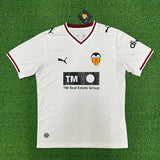 Valencia 26/27 White Base/Red Collar Trim Home Jersey