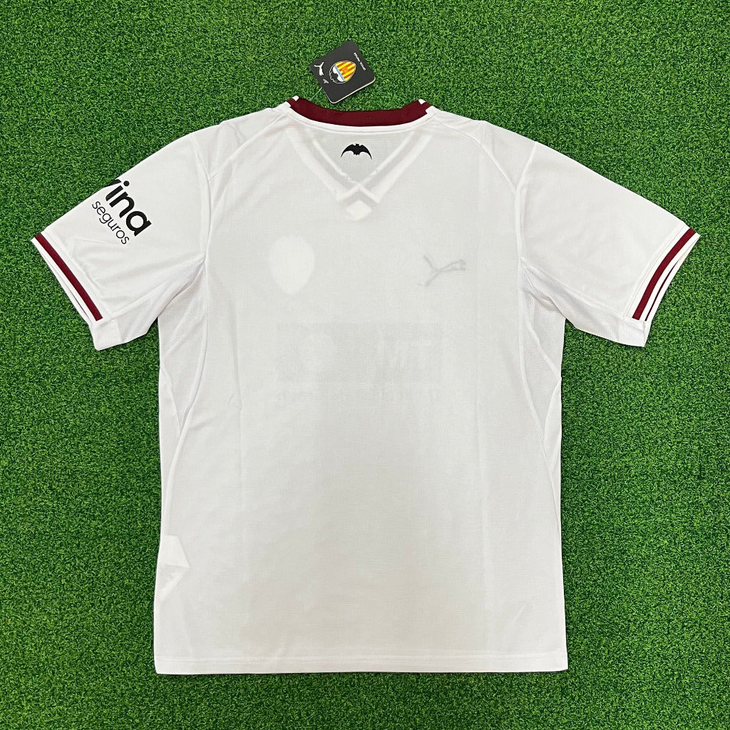 Valencia 26/27 White Base/Red Collar Trim Home Jersey