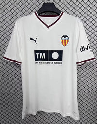 Valencia 26/27 White Base/Red Collar Trim Home Jersey
