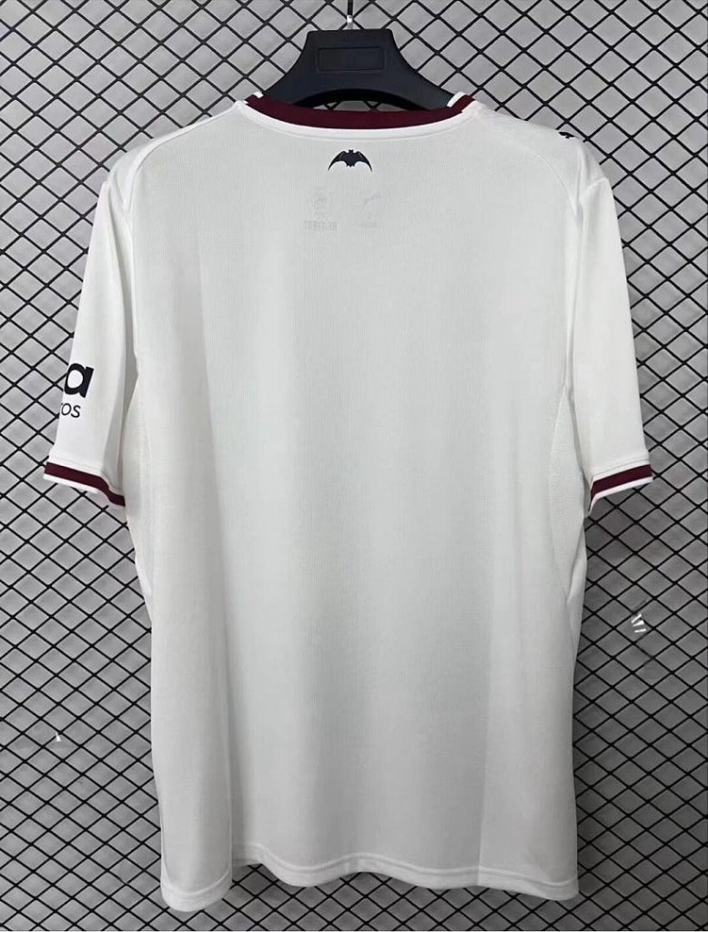 Valencia 26/27 White Base/Red Collar Trim Home Jersey