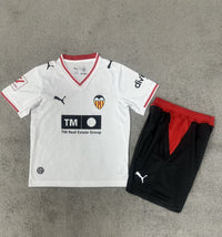 Valencia 26/27 White/Red Collar Trim Home Kids Jersey Set