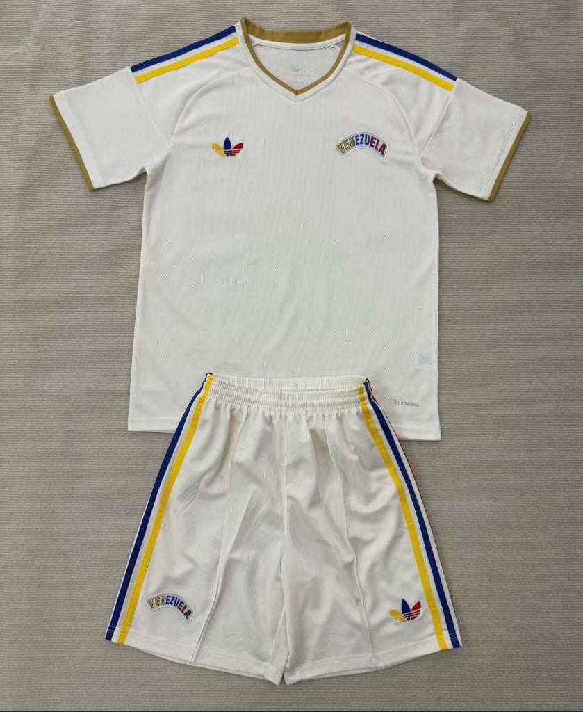 Venezuela 2026 White/Golden Trim Away Kids Jersey Set