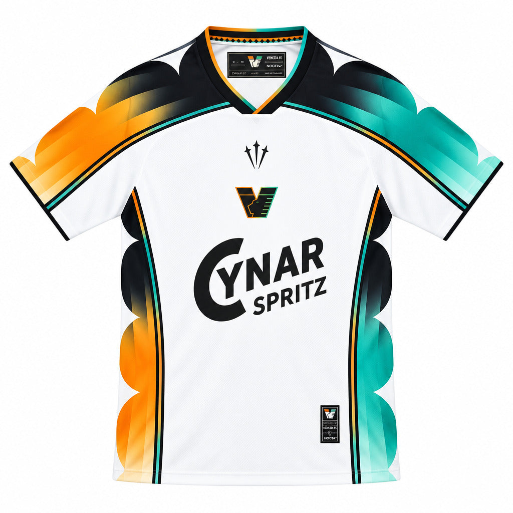 Venice 26/27 White with Asymmetrical Gradient Sleeves away Jersey