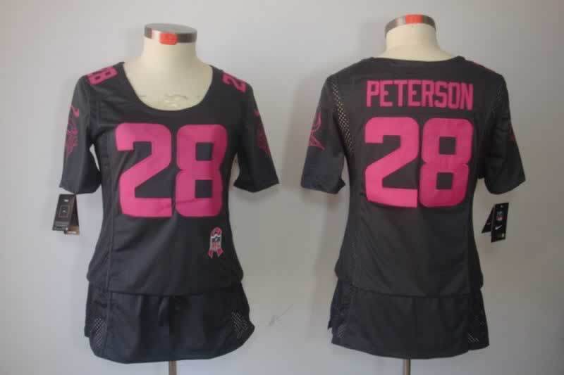 Vikings 2021/22 Peterson #28 Black/Pink Women NFL Jersey