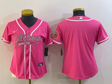Vikings 2022/23 Pink/White Women NFL Baseball Style Jersey