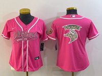 Vikings 2022/23 Pink/White Women NFL Baseball Style Jersey