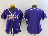 Vikings 2022/23 Purple/White Women NFL Baseball Style Jersey