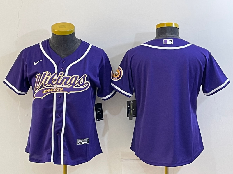 Vikings 2022/23 Purple/White Women NFL Baseball Style Jersey