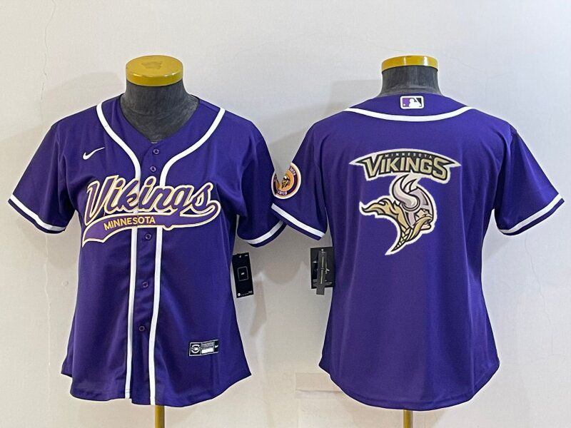 Vikings 2022/23 Purple/White Women NFL Baseball Style Jersey