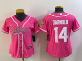 Vikings 2023/24 Darnold #14 Pink/White Women NFL Baseball Style Jersey