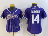 Vikings 2023/24 Darnold #14 Purple/White Women NFL Baseball Style Jersey