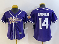 Vikings 2023/24 Darnold #14 Purple/White Women NFL Baseball Style Jersey