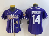 Vikings 2023/24 Darnold #14 Purple/White Women NFL Baseball Style Jersey