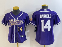 Vikings 2023/24 Darnold #14 Purple/White Women NFL Baseball Style Jersey