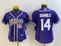 Vikings 2023/24 Darnold #14 Purple/White Women NFL Baseball Style Jersey