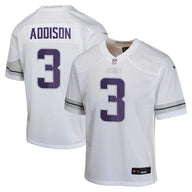 Vikings 25/26 Addison #3 White/Gray NFL Game Jersey