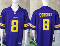 Vikings 25/26 Cousins #8 Royal/Yellow NFL Game Jersey