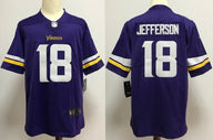 Vikings 25/26 Jefferson #18 Purple/White/Yellow NFL Game Jersey