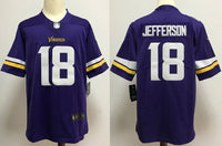 Vikings 25/26 Jefferson #18 Purple/White/Yellow NFL Game Jersey