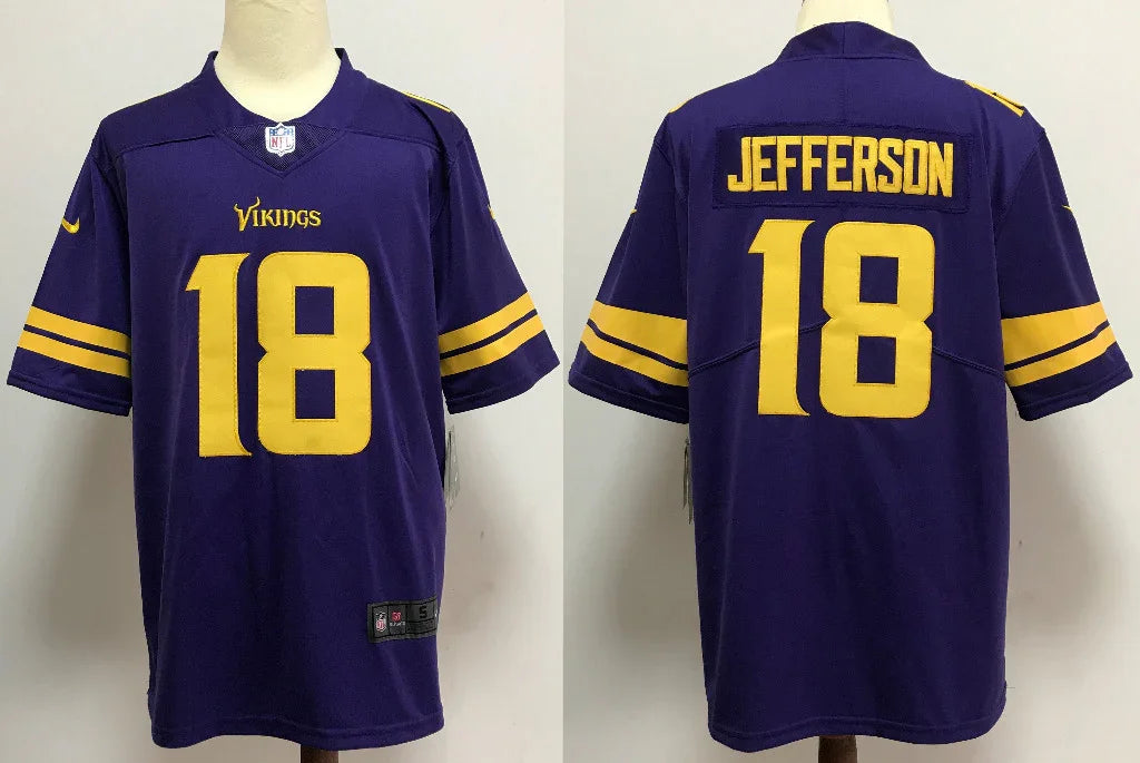 Vikings 25/26 Jefferson #18 Purple/Yellow NFL Game Jersey