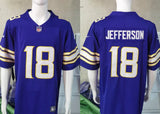 Vikings 25/26 Jefferson #18 Royal/White NFL Game Jersey