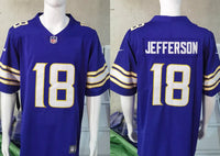 Vikings 25/26 Jefferson #18 Royal/White NFL Game Jersey