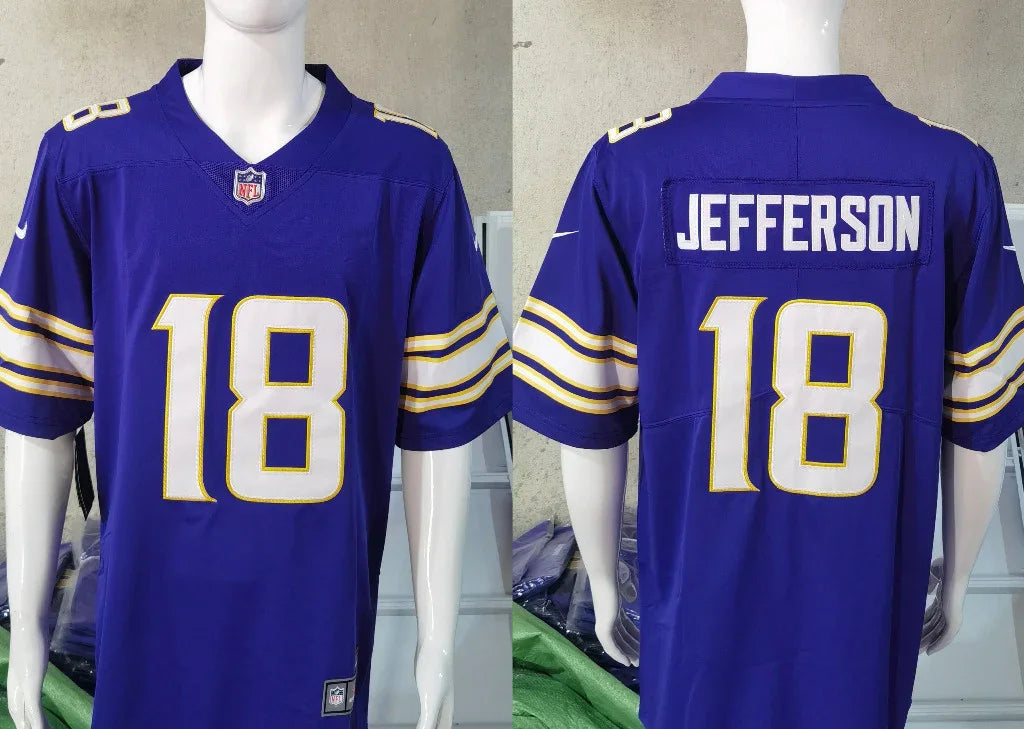 Vikings 25/26 Jefferson #18 Royal/White NFL Game Jersey