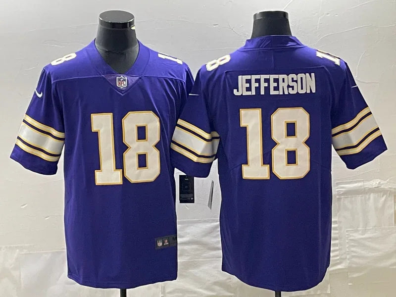 Vikings 25/26 Jefferson #18 Royal/Yellow/White NFL Game Jersey